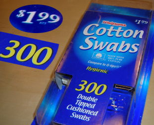 Per unit price of off-brand cotton swabs